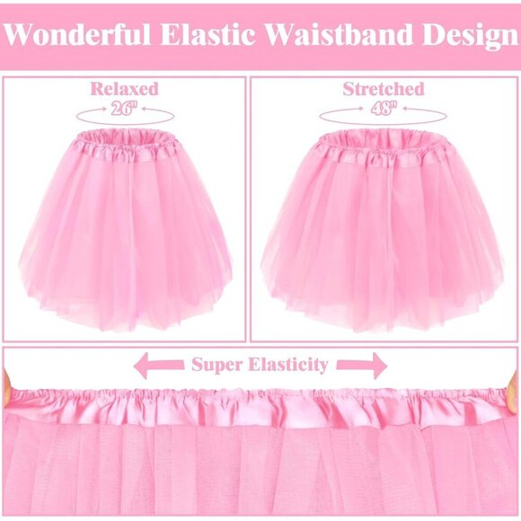 Women's Light Pink Adults 5 Layered Tulle Skirt Halloween Tutus Fluffy Skirts - Picture 5 of 6